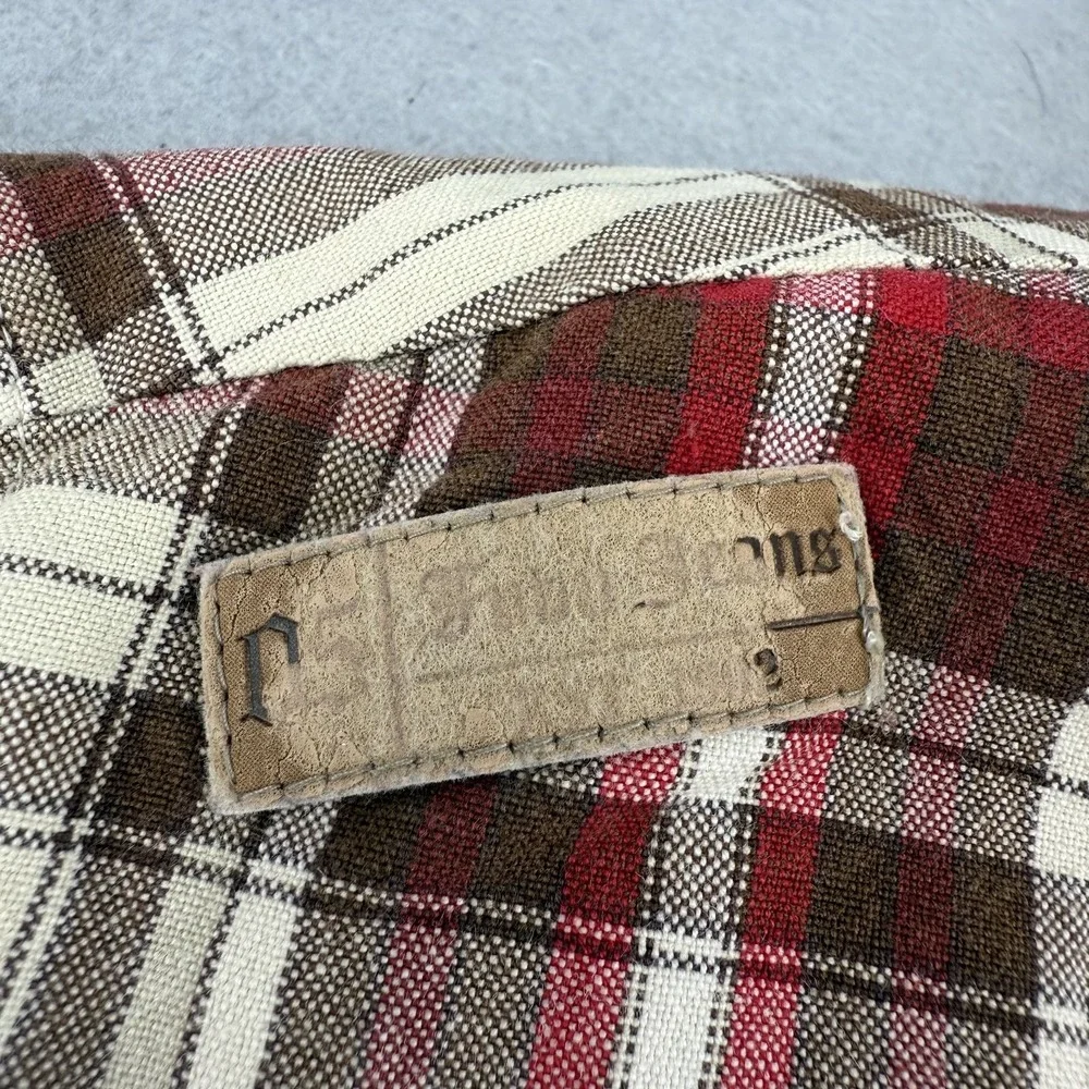Vtg FUBU The Collection Plaid Bomber Jacket‎ Size M Tan Red Harrington 90s Y2K
